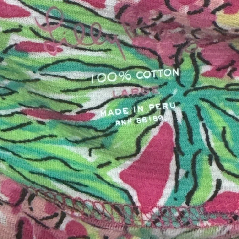 Lilly Pulitzer Marlowe T-Shirt Dress Women Large Pink Pineapple Print 3/4 Sleeve